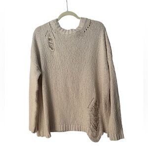 P.S. Kate Cream Distressed Sweater